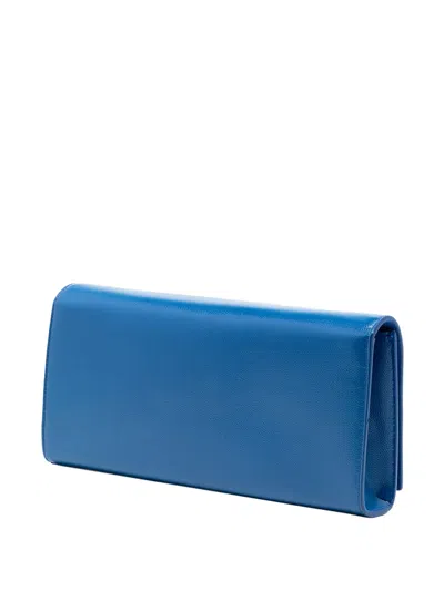 Pre-owned Saint Laurent 2013 Grain De Poudre Monogram Cassandre Clutch Bag In Blue