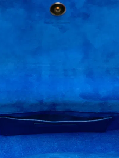 Pre-owned Saint Laurent 2013 Grain De Poudre Monogram Cassandre Clutch Bag In Blue