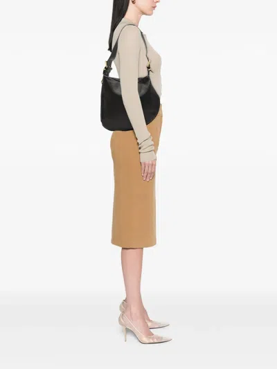 Pre-owned Fendi 2000-2010 Leather Oyster Shoulder Bag In Black