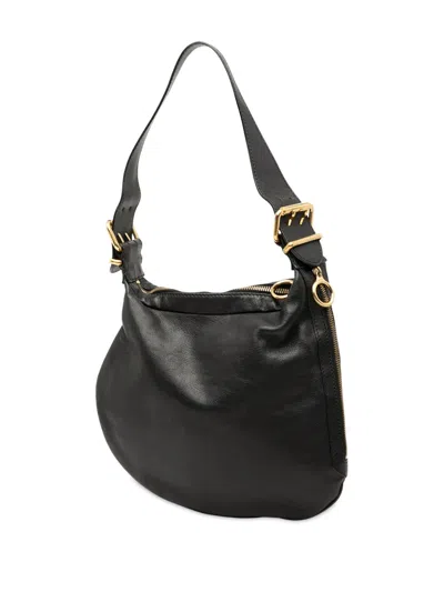 Pre-owned Fendi 2000-2010 Leather Oyster Shoulder Bag In Black