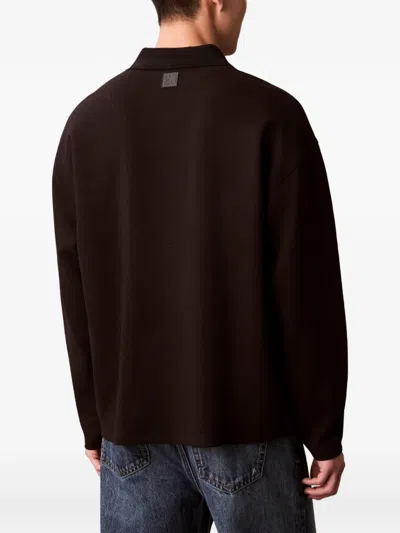 Calvin Klein Long-sleeve Polo Shirt In Brown