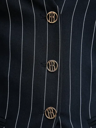 Fracomina Pinstripe Buttoned Halter Top In Blue