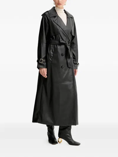 Fracomina Belt Buckle Coat In Black