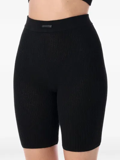 Essentials Waffle Biker Short In Black