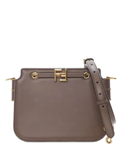 Pre-owned Fendi 2010-2024 Smooth Calfskin Vitello King Luxor Touch Shoulder Bag In Brown