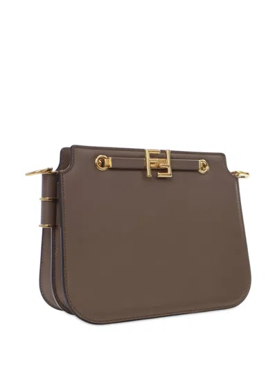 Pre-owned Fendi 2010-2024 Smooth Calfskin Vitello King Luxor Touch Shoulder Bag In Brown