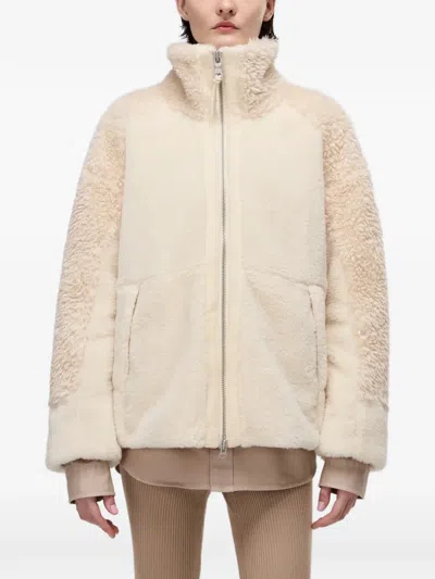 Napapijri Zip-up Textured Coat In Neutral