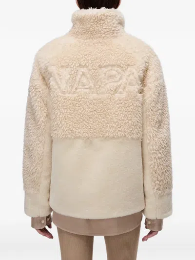 Napapijri Zip-up Textured Coat In Neutral