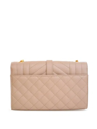 Pre-owned Saint Laurent 2020 Small Grain De Poudre Triquilt Monogram Envelope Bag Crossbody Bag In Brown