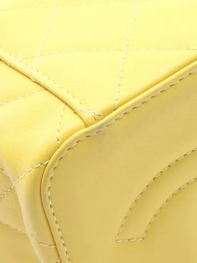 Pre-owned Chanel 2021-2025 Quilted Lambskin Chain Bar Vanity Bag In Yellow