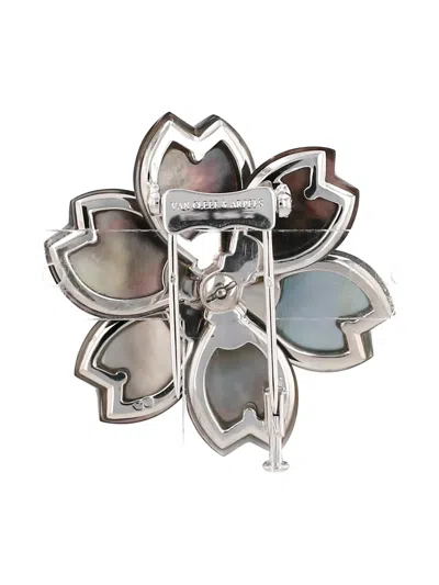 Pre-owned Van Cleef & Arpels 2000's Diamond Mother Of Pearl Brooch In Black