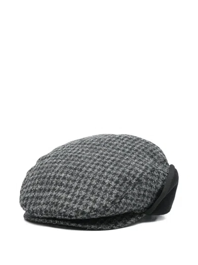 Open Yy Harris-tweed Foldable Ear-flaps Biker Hat In Gray