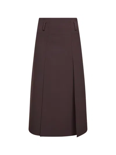 Blanca Vita Dark Brown Jersey Marialuisa Paneled Midi Skirt In Brown