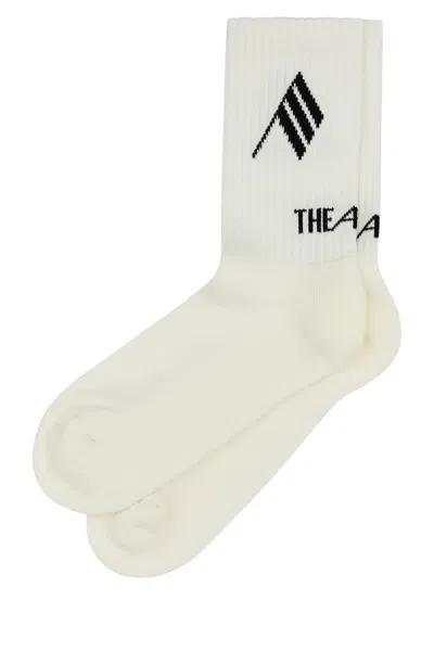 Attico White Stretch Cotton Blend Socks In White
