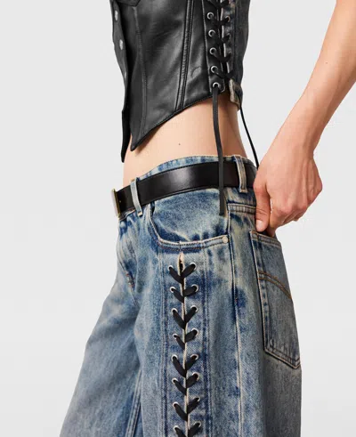 Stella Mccartney Wide-leg Lace-up Denim Jeans In Blue