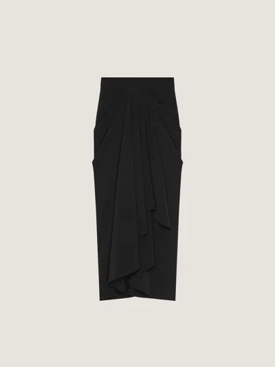 Givenchy Draped Midi Skirt In Crepe Cady In Black