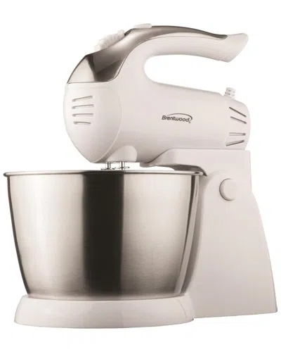 Brentwood 5 Speed Stand Mixer With Stainless Steel Bowl In White