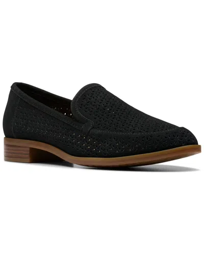 Clarks Trish Cove Suede Loafer In Black
