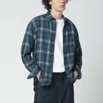 Auralee | Green/navy Checked Wool Shirt In Multi