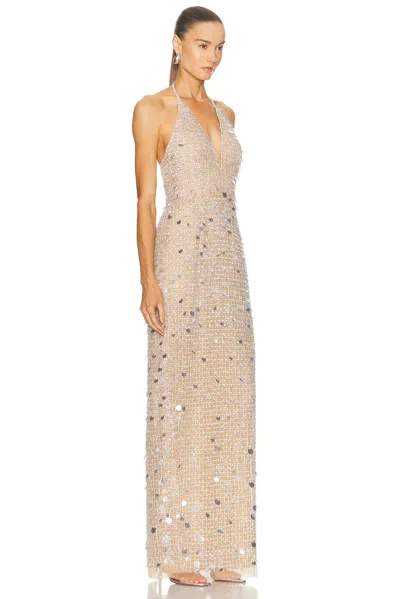 Carolina Herrera Halter Neck Column Gown In Multi