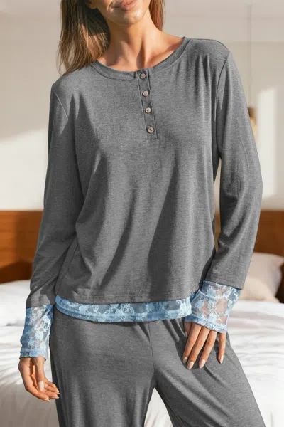 Cupshe Binge Watcher Grey Pajama Set In Gray