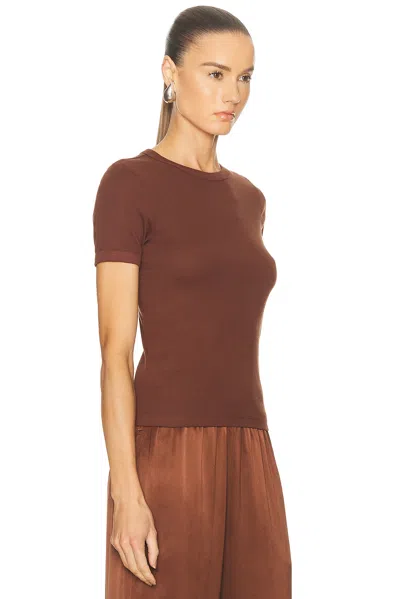 Enza Costa Supima Cotton New Classic Short Sleeve Teein Nutmeg In Brown