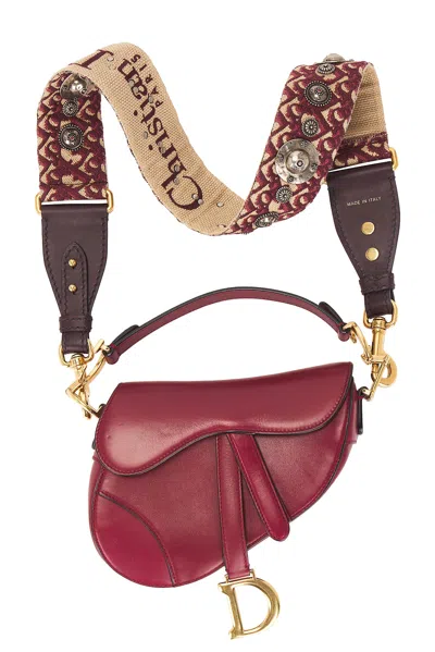 Pre-owned Dior Oblique Saddle Bag In Red