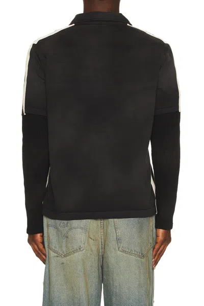 424 Academy Polo Double Sleeve Thermal In Black