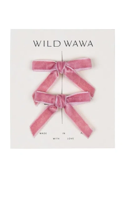 Wild Wawa Velvet Bow Clip Set In White