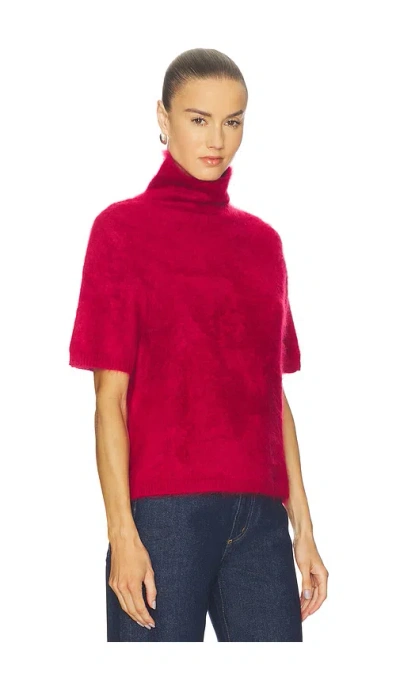 Soft Goat Brushed Short Sleeve Turtleneck In Pink