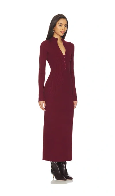 Lovers & Friends X Christina Elezaj Gretta Mock Neck Midi Dress In Burgundy