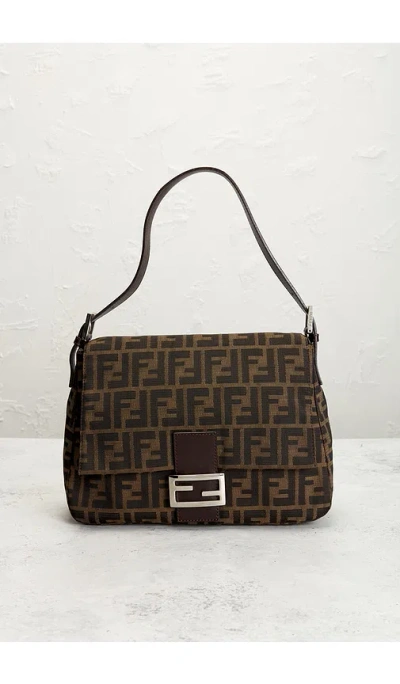 Fwrd Renew Fendi Zucca Mama Forever Baguette Shoulder Bag In Brown