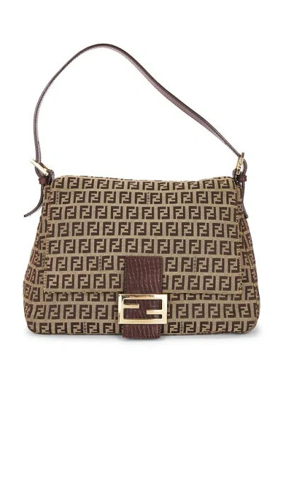 Fwrd Renew Fendi Zucchino Baguette Shoulder Bag In Brown