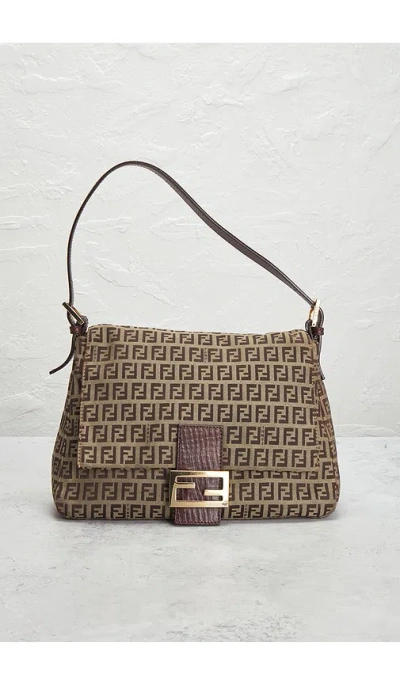 Fwrd Renew Fendi Zucchino Baguette Shoulder Bag In Brown