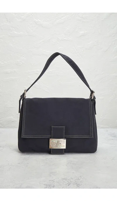 Fwrd Renew Fendi Denim Mama Baguette Shoulder Bag In Blue