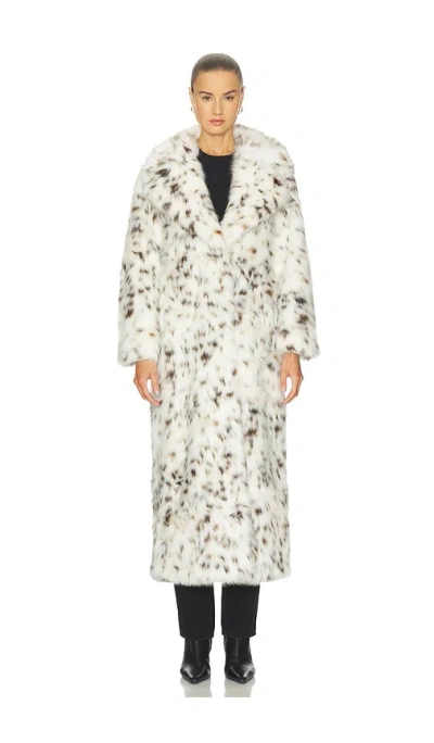 Apparis Gabrielle Snow Leopard Faux Fur Spotted Maxi Coat In Green