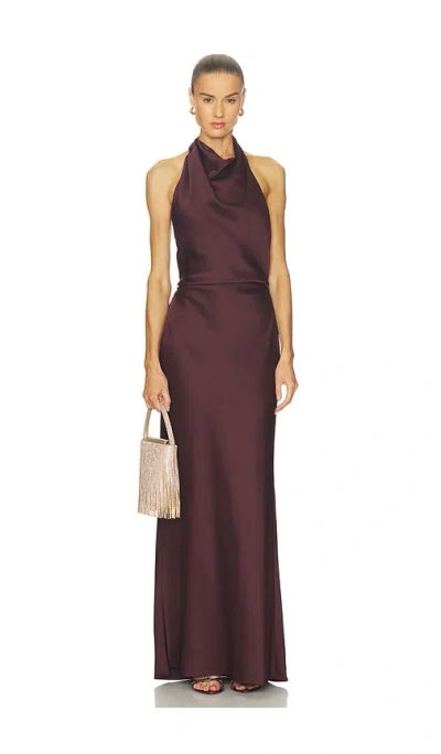 Simkhai Womens Mahogany Reannon Draped Woven Gown In Brown