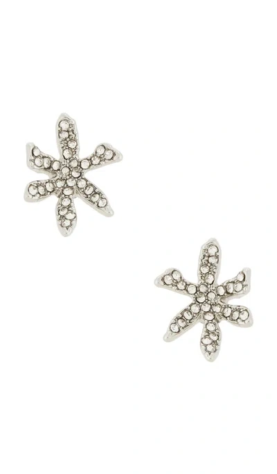 Lele Sadoughi Pave Water Lily Stud Earrings In Silver