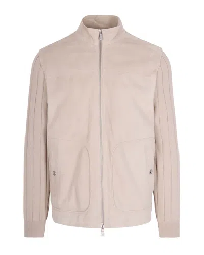 Eleventy Ribbed-panel Jacket In Neutral