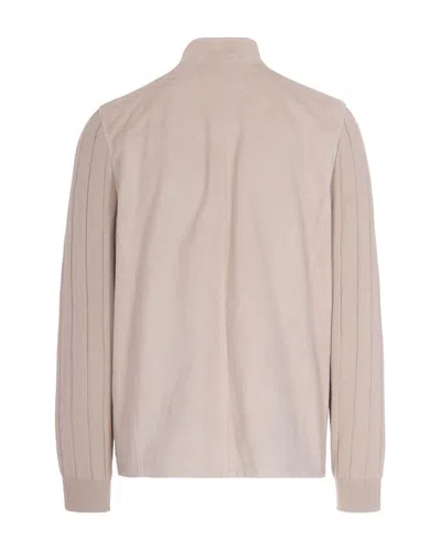 Eleventy Ribbed-panel Jacket In Neutral