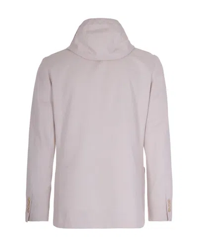 Eleventy Giacca Con Cappuccio Sabbia In White
