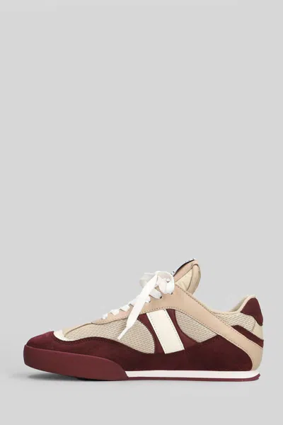 Chloé Kick Mixed Leather Retro Low-top Sneakers In Burgundy