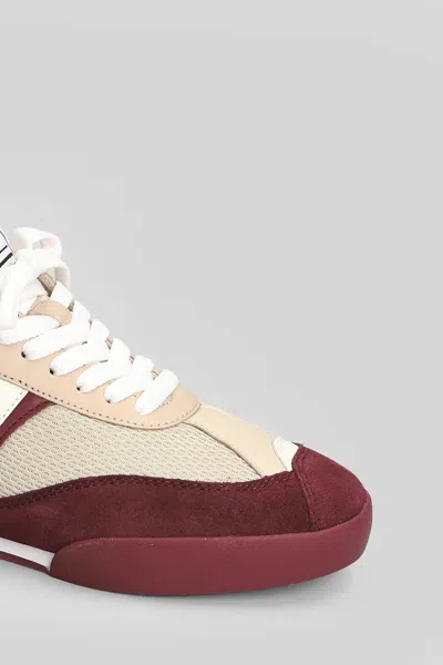 Chloé Kick Mixed Leather Retro Low-top Sneakers In Burgundy