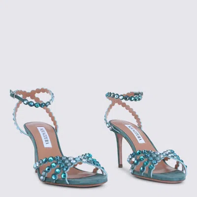 Aquazzura Tequila 105 Crystal-embellished Leather Sandals In Blue