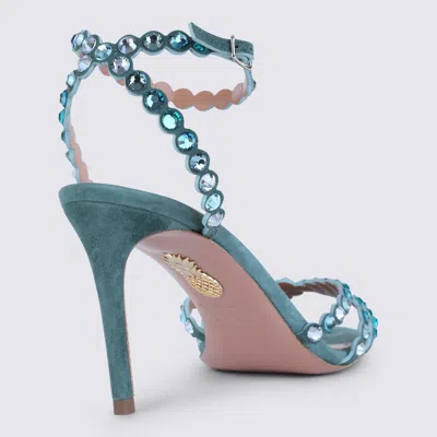 Aquazzura Tequila 105 Crystal-embellished Leather Sandals In Blue