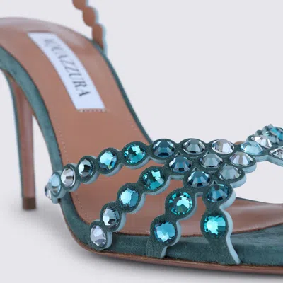 Aquazzura Tequila 105 Crystal-embellished Leather Sandals In Blue