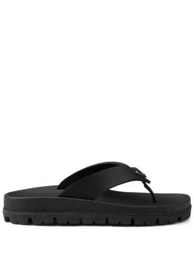 Prada Eva Slides With Triangle Logo In Black