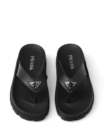 Prada Eva Slides With Triangle Logo In Black