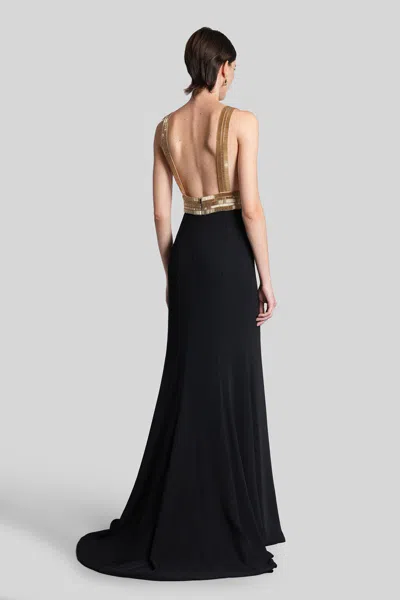 Costarellos Lucine Long Dress In Black Polyester In Black