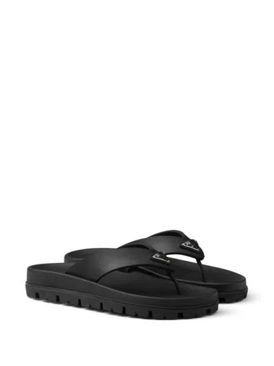 Prada Eva Slides With Triangle Logo In Black